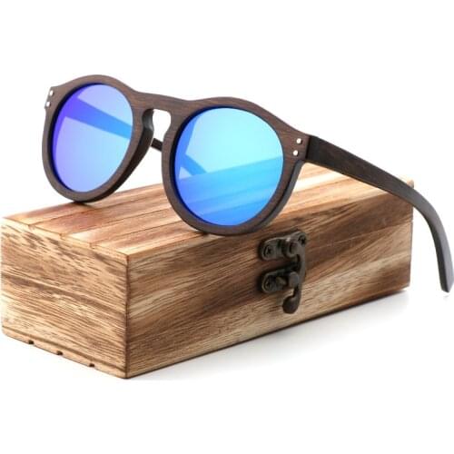 Brand Designer Round Women wood Sunglasses New men Polarized Wooden Retro Vintage Eyewear UV400 ocularia solaria Gafas de sol
