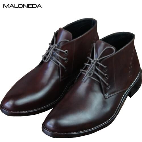 MALONEDE Bespoke A Good Shoes For Your Father Handmade Goodyear Handcraft Genuine Leather Lace up Short Boots For Male