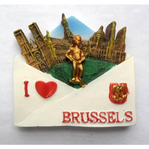 I LOVE Belgium Travel to commemorate the refrigerator posted Brussels urine child travel to mark the message Fridge Magnets