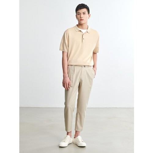 Summer Thin High-End Mulberry Silk Blend Mens Short-Sleeved Loose-Fitting Japanese Tide Card Lapel POLO T-shirt