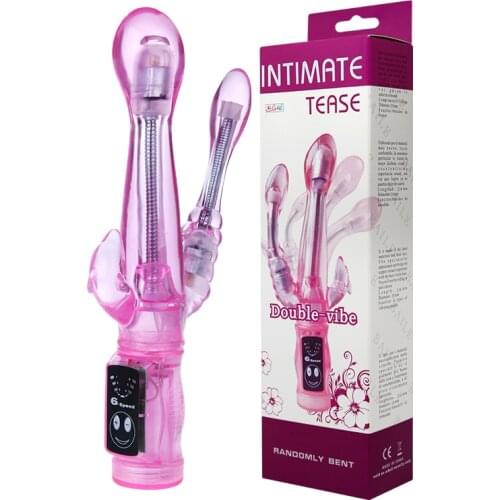 New 6 Speeds Double Vibrators Bendable Double Penetration Rabbit Vibrator Anal Vaginal Clitoris G Spot Stimulator Sex Toys
