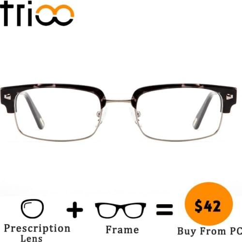 TRIOO Half Frame Retro Design Glasses for men Reading Transparent Lens Prescription Eye Glasses Nearsighted Myopia Spectacles