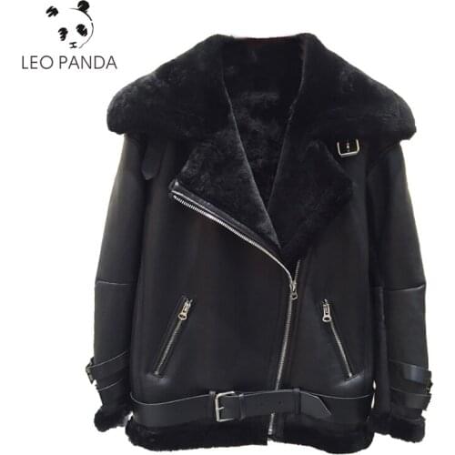 Winter New Women Big size Long Sleeve Thicken Warm High quality Zipper V-Neck Parka Casual Female Genuine Leather Fur coat C 797