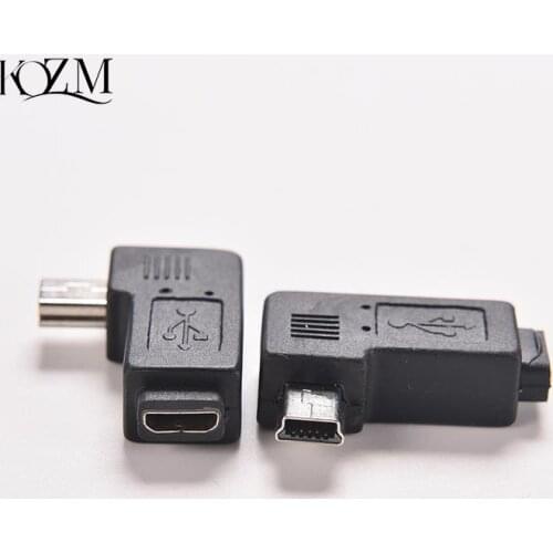 Mini USB Type A Male To Micro USB B Female 90 Degree Left Angle Adapter