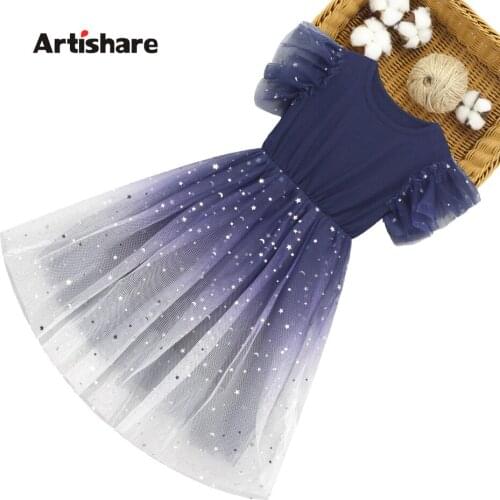 Summer Dress For Girls Mesh Pricness Dress For Girl Sequin Dress Kids Cute Style Girl Costume 6 8 10 12 14