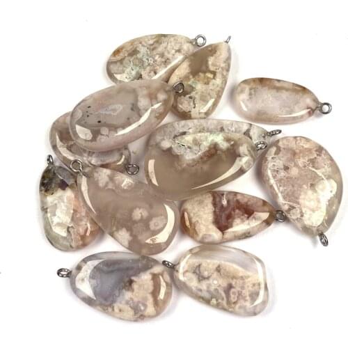 2020 Natural Stone Pendants Irregular Shape Cherry stone Pendants for Jewelry Making Charms Necklace Size 15x30-20x40mm