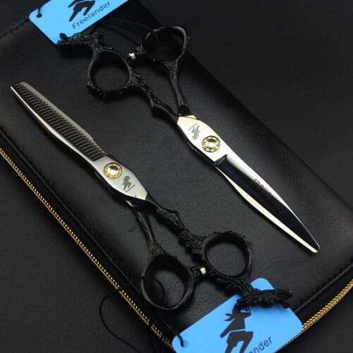 Professional Sword-shaped dragon handle black hair scissors quality barber hair hairdressing scissors hair cut shears 6 inch
