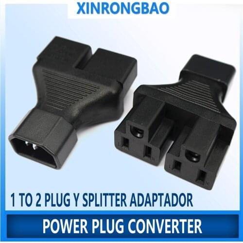IEC 320 C14 To Nema 5-15R PDU UPS IEC 3pin Male C14 to 2X US female Power splitter Y adapter 1IN2 1 TO 2 PLUG Splitter Adaptador
