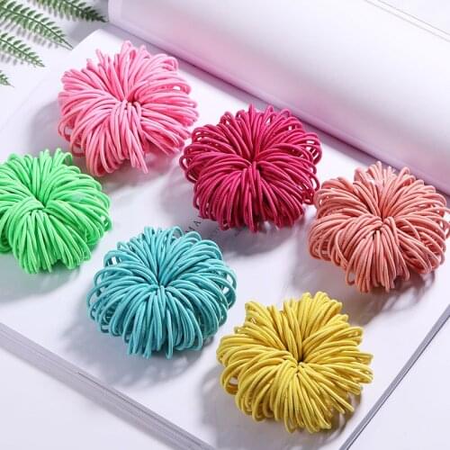 100pcs/lot 3CM Hair Accessories Girls Rubber Bands Scrunchy Elastic Hair Band Kids Baby Headband Decorations Ties Gum for Hair