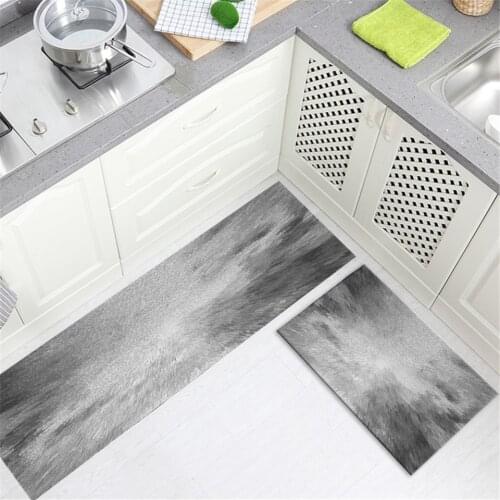3D Gray Mat For Kitchen Floor Long Anti-slip Doormat Modern Living Room Mat Soft Flannel Bedside Mat Bedroom Mat In The Bathroom