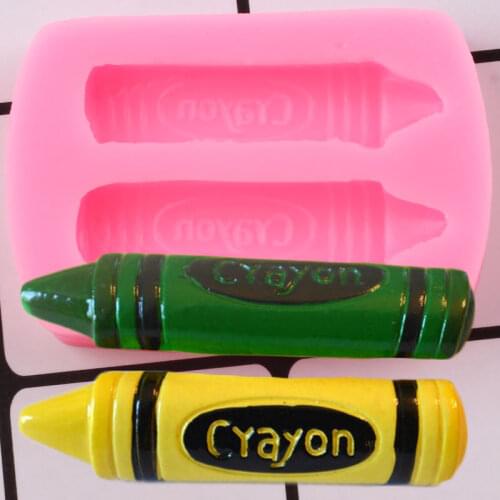 Crayon Pencil Silicone Mold Baby Birthday Cupcake Topper Fondant Cake Decorating Tools Candy Resin Clay Chocolate Gumpaste Mould