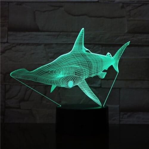 Shark LED 3D Night Light New Creative Three-dimensional For Kids Bedroom Living room Bedlamp luminaria Lamp USB Charge 7 Colors