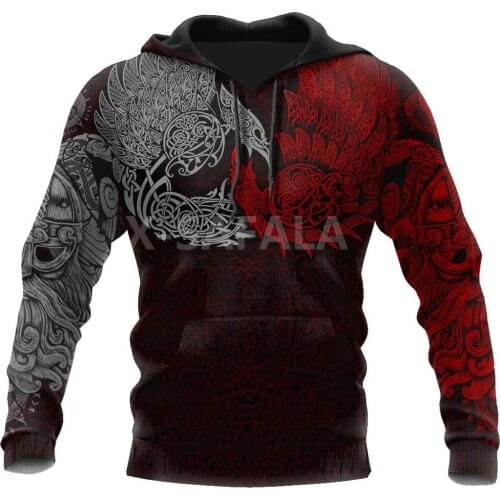 Viking - Ravens of Midgard Red3D Print Spring Autumn Hoodie Man Women Harajuku Outwear Zipper Pullover Sweatshirt Casual Unisex
