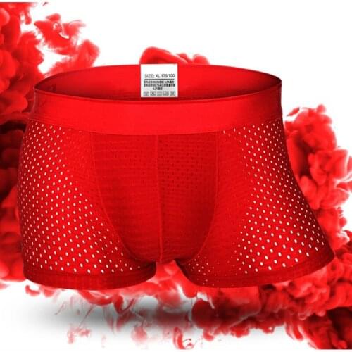 Ice silk Thin section Summer Breathable Underpants Men Boxer Shorts Solid Homme Underwear Mid Waist Soft Male Daily Panties