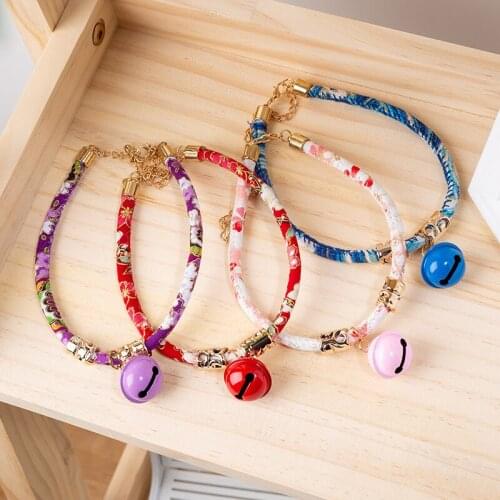Cat Bells Retro Cat Style Retractable Japanese Style and Wind Bells Kitten Collar Puppy Collar Pet Accessories Adjustable