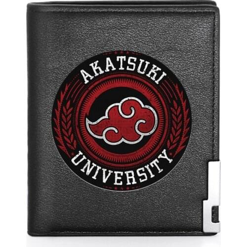 High Quality Japanese Anime Akatsuki University Symbol Printing Leather Mens Wallet Credit Card Holder Short Women Slim Purse
