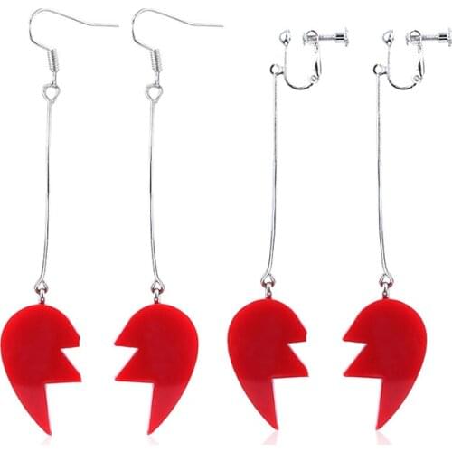 Anime JoJos Bizarre Adventure Earrings Kakyoin Noriaki Cherry Pierre Polnareff Splice Heart Long Earrings for Women Men Jewelry