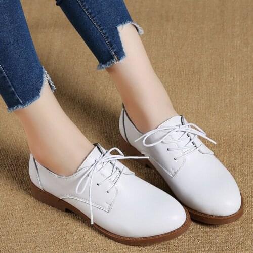 Leisure womens shoes flat single shoes women leather shoes British fashion small white shoes flat heels leather shoes women