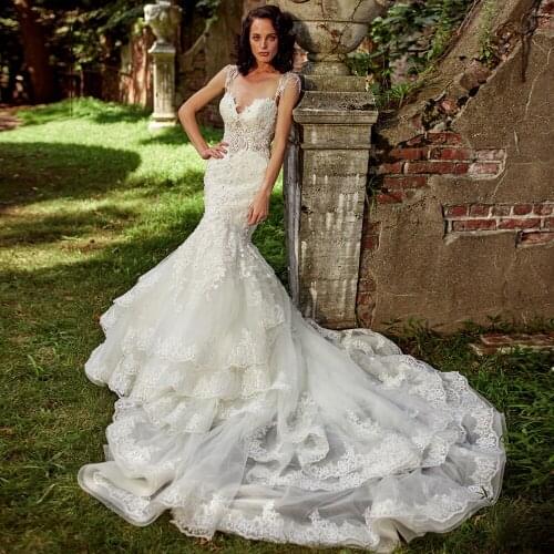 Vestido De Noiva sereia Tulle Mermaid Wedding Dress Sweetheart Neck Sukienka Na Wesele Beading Pearls Gelinlik Bride Gowns