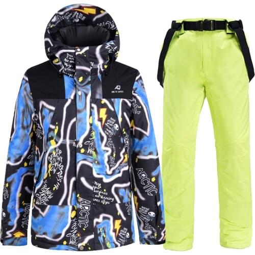 1-2 Pieces Waterproof Windproof Snowboard Ski Suit Jackets and Pants Mens Warm Winter Snow Coat Hooded Raincoat Jacket S-3XL