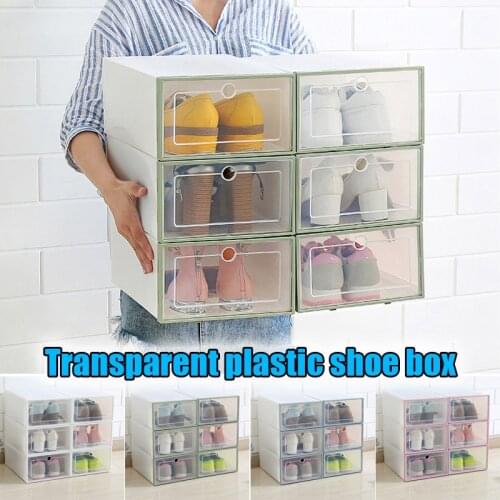 1/3/6 Pcs Thickened Flip Shoes Transparent Drawer Case Plastic Shoe Boxes Stackable Box storage box shoe storage organizer HFing