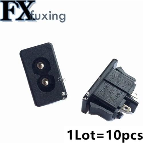 10Pcs BX 180 Black Male Plug IEC320 C8 Power Socket Connector AC 250V 2.5A 2Pin 8 Word Socket AC Power Outlet Connector BX180-C