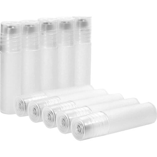 10 pcs Empty Plastic Roll On Bottles Roller Ball Essential Oil Perfume Aromatherapy Essential Oil Roller Bottles Metal Ball 5ml