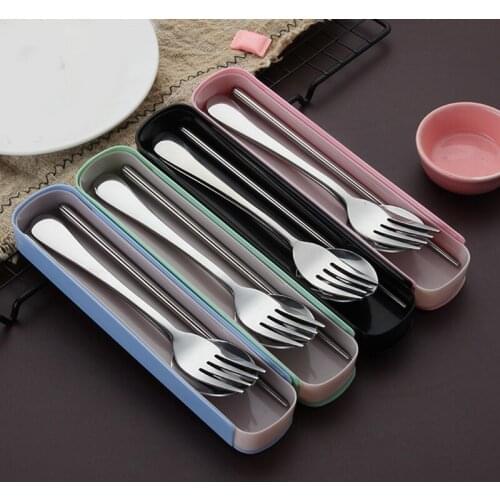 2/3/4 Pcs 304 Stainless Steel Chinese Chopsticks Portable Travel Chopsticks Food Sticks with Wheat Straw Storage Box