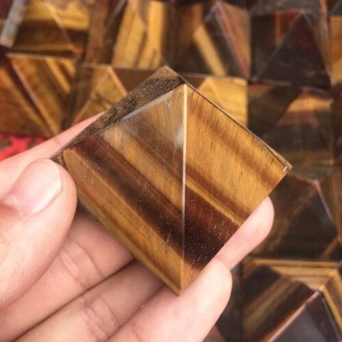 2pcs 35-45mm Natural Tiger Eyes Crystal Pyramid Polished Healing Pyramid reiki minerals Quartz Crystals Stone for Sale