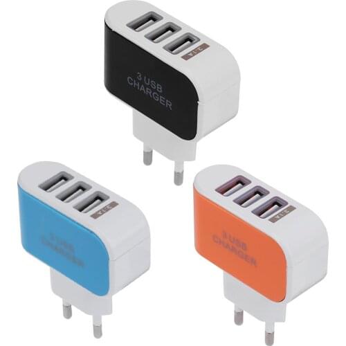 3USB EU Plug 5V 2A 3.1A Charger Adapter 100-240V USB Hub Port Power Supply Charging Plug Socket For Travel Charge Phones