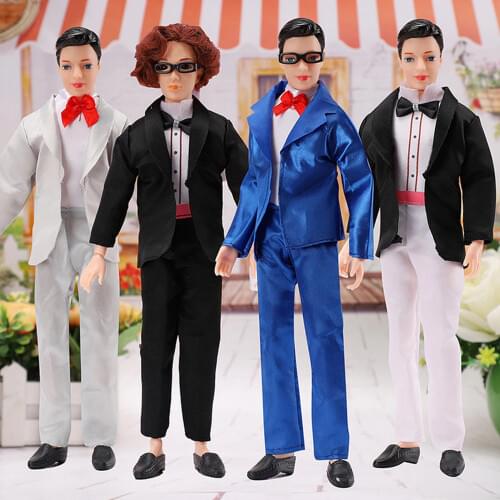 Besegad 4 Sets Fashion Mini Handsome Boy Doll Formal Business Suit Wedding Clothes Outfits Costumes for Barbie Ken Men Dolls Toy