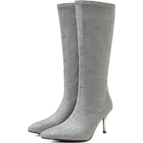 Big Size Pointed Sequin boots boots women woman winter boots women women shoes botas