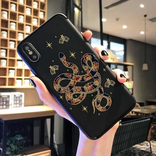 Golden Snake phone case butterfly Black Soft Tpu Cover For iPhone 11 Pro Max 6 7 8plus 5S X XS XR XSMax For Samsung s10 series