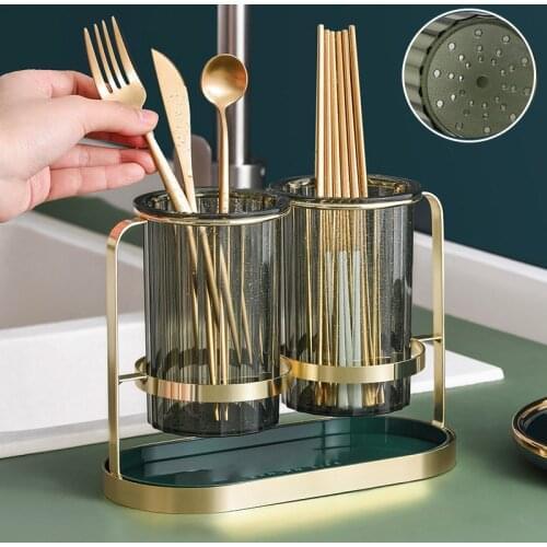 Chopstick Storage Holder Multifunctional Cutlery Drain Rack Luxury Spoon Fork Chopsticks Storage Rack Kitchen Cutlery Organizer