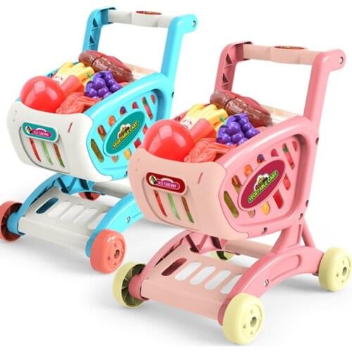 Childrens Simulation Shopping Toy Trolley Fruit and Vegetable Supermarket Shopping Cutie Happy Childrens Play House Toy Set