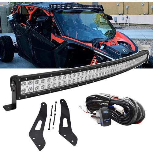 52" 288W Curved LED Light Bar Upper Roof Mount Brackets For 2017-2020 Can Am Maverick X3 Max X RS DS MR Turbo
