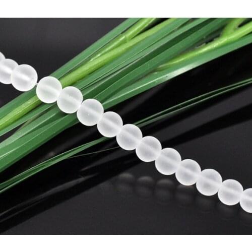 DoreenBeads 10 Strands White Round Frosted Glass Beads 6mm 30cm (B11259), yiwu