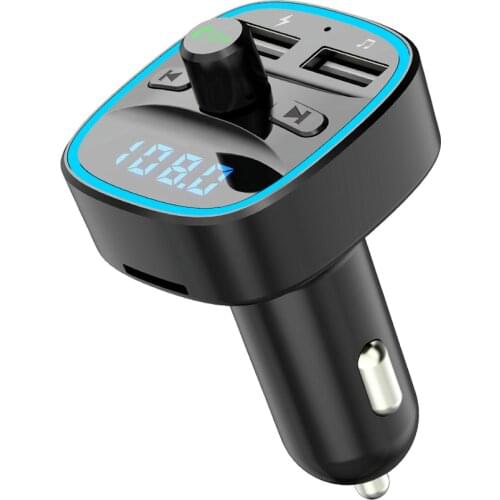 Elistooop Bluetooth Car Kit Handsfree Calling FM Transmitter Bluetoooth 5.0 Car MP3 Player 2.4A Quick Charge USB Car Charger