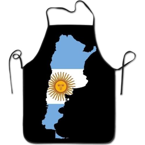 Apron with Extra-Long Ties,Men and Women Kitchen Apron for Cooking, Baking, Crafting, Gardening, BBQ,Flag of Argentina Map