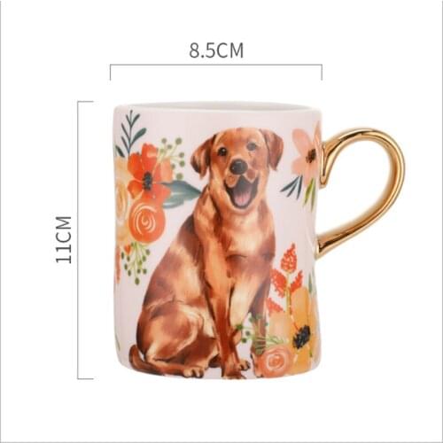 FUNBAKY 350ml Cartoon Mugs Coffee Cups Ceramic Nordic Style Office Gold Handle Mug Household Milk Tea Coffee Cup Drinkware