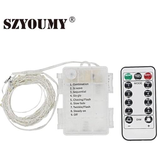 SZYOUMY Fairy String Lights Battery Operated Waterproof 8 Modes 50 100LED Copper Wire Firefly Lights Remote Control for DIY