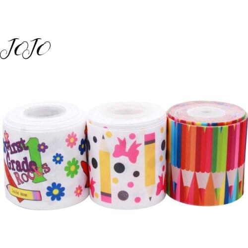 JOJO BOWS 75mm 2y Grosgrain Stain Ribbon For Craft Back To School Pencil Bow Colored Flower Tape For Needlework DIY Hair Bows