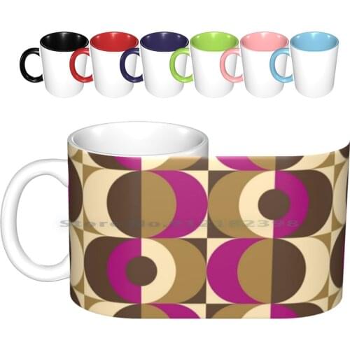 Disco 80s Ceramic Mugs Coffee Cups Milk Tea Mug Comfortable Sixtys Modern Abstract History Fashion Circle Square Geometric