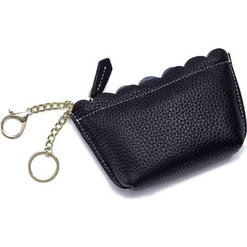 Korean Style Sweet Ladies Clutch Bag Solid Color Key Case Custom Logo Leather Mini Coin Purse Wallet