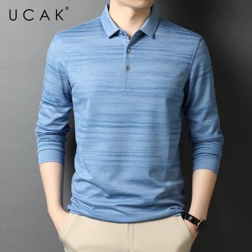 UCAK Brand Classic Turn-down Collar Striped T Shirt Men Clothes Autumn New Arrivals Casual Streetwear Long Sleeve T-Shirts U5751