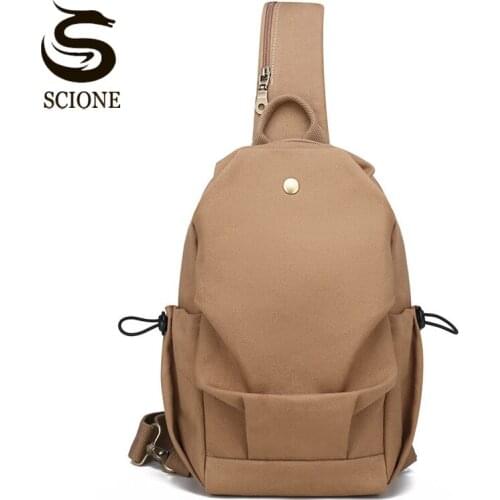 High Quality Men Chest Bag Casual Canvas Sling Bags Mens Vintage Cross Body Pack For Male Back Bags Multi Layer Pouch XA170M