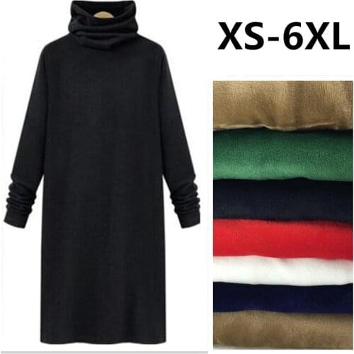 NEW 2020 Autunm women Turtleneck Dress Female Thinckening Long Sleeve winter Dress Casual office Dress plus size S-5XL 6XL black