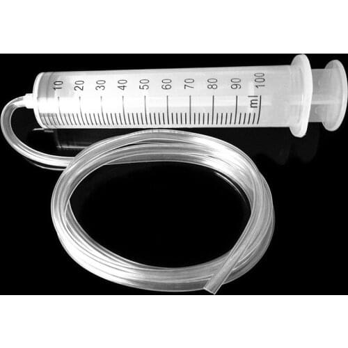 Mayitr 50ML Plastic Syringe Tube Plastic Syringe & 100cm Length Tube for Hydroponics Lab Medical Tool Nutrient Measuring
