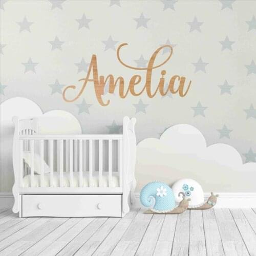 Custom Wooden Nursery Name Sing Wedding Baby Shower Decorations Personalized Mirror Gold Acrylic Name Signs Party Room Decor