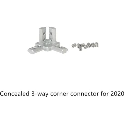 Concealed 3-way corner connector L type three dimensional 2020 profile european standard right angle